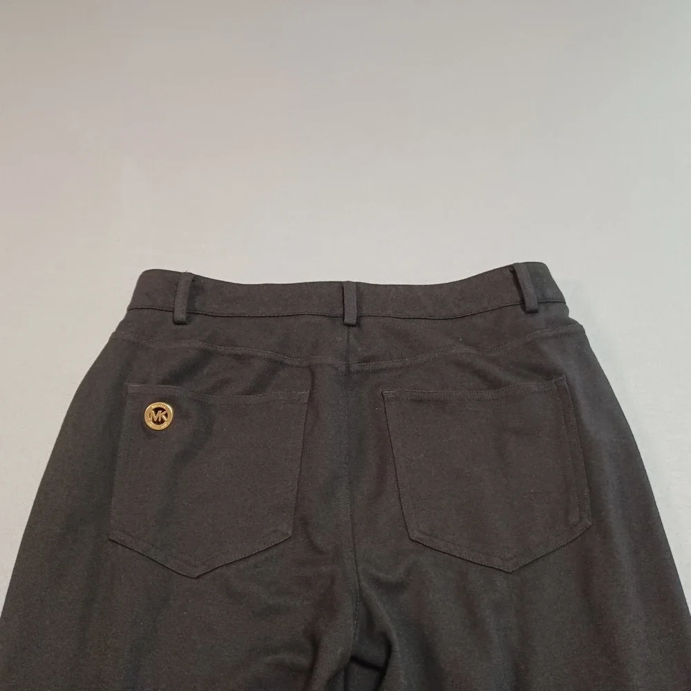 Michael Kors Womens Black Ponte‎ Knit Skinny Pants QF33B01EZT Size S MK Logo